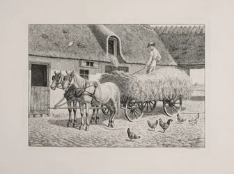 Ein Erntewagen in einem Bauernhof