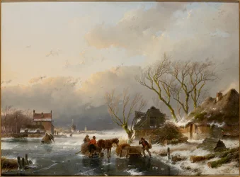 Winterlandschaft mit einem zugefrorenen Fluss, 1847
