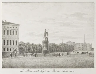 Blick auf das Marsfeld und das Suvorov-Denkmal in Sankt Petersburg