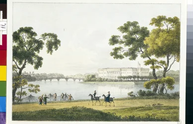 Ansicht des Palastes auf der Insel Kamenny in Sankt Petersburg