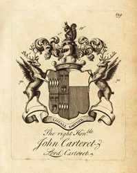 Wappen des hochverehrten John Carteret, Lord Carteret, 2. Earl Granville, 7. Seigneur von Sark