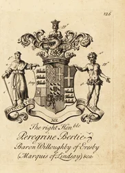 Wappen des hochverehrten Peregrine Bertie, Baron Willoughby of Eresby, Marquis of Lindsay, 2. Duke of Ancaster and Kesteven
