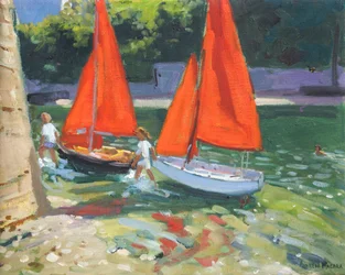 Mädchen mit Segelbooten Looe, 2014