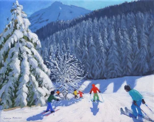Schneebedeckte Bäume, La Clusaz, Frankreich, 2015