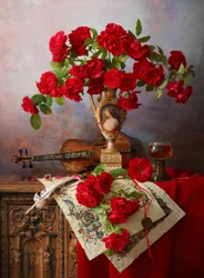 Rote Rosen Stillleben