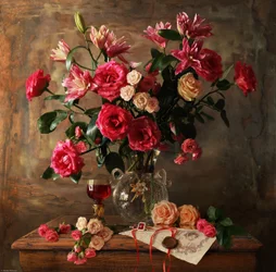Romantisches Rosen Stillleben