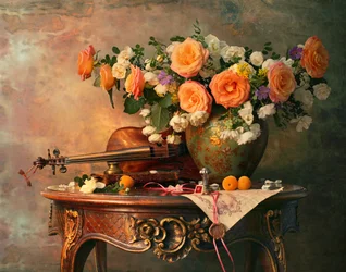 Romantische Rosen und Violine