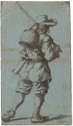Gehender Bauer von hinten gesehen