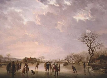 Winterszene mit Schlittschuhläufern