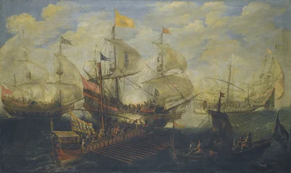 Die Schlacht von Lepanto am 7. Oktober 1571