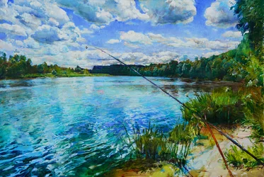 Friedliches Flussangeln
