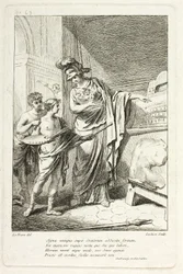 Minerva unterrichtet einen jungen Künstler, Illustration für den Katalog historique du Cabinet von Mariette