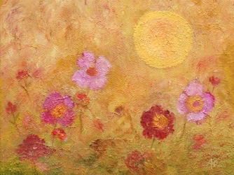 Goldene sonnenbeschienene Blumen