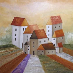 Friedliches Lavendeldorf