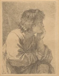 Profil eines jungen Mannes in Meditation