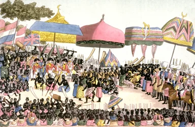 Englische Botschaft an der Elfenbeinküste, ca. 1820 (Gravur)