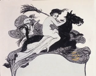 Hexen in der Luft. Illustration von Angelo Jank für Jugend