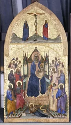 Thronende Madonna mit Kind, Engeln und Heiligen