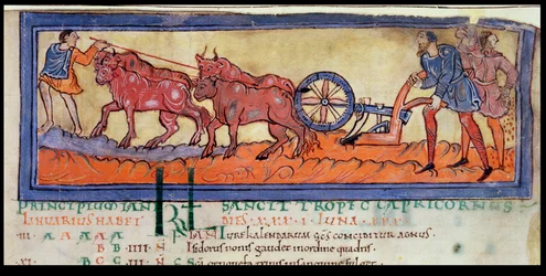 Pflügen, aus einem Kalender, ca. 1030