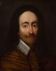 Porträt von König Karl I. (Öl auf vergoldetem Silberleder)