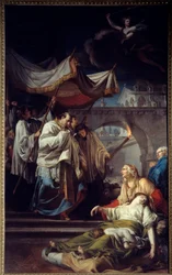 Borromee kommuniziert Pestkranke. Heiliger Karl Borromee (Carlo Borromeo)