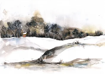 Ruhige Winterhütte