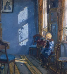 Sonnenschein im blauen Wohnzimmer