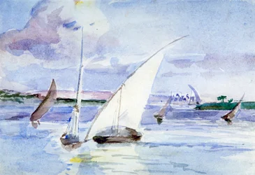 Ein See mit Segelbooten