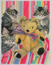 Kätzchen und Teddybär