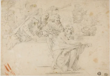 Susanna und die Ältesten (recto); Profilkopf einer Frau (verso)