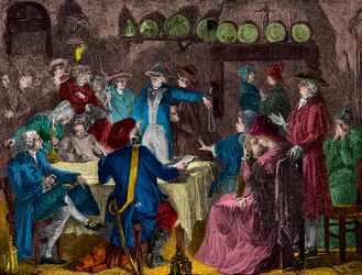 Verhaftung von König Ludwig XVI. und der königlichen Familie in Varennes 1791, Gravur, private Sammlung