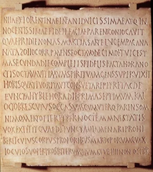 Christliche Antike: Inschriften von Catania, die die Methode der Verwaltung von Taufen und Begräbnisriten beschreiben, Anfang des 4. Jahrhunderts. Louvre Museum, Paris