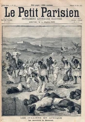 Eroberung Eritreas durch Italien. Die Morde von Massaua (Eritrea). Kupferstich in „Le Petit Parisien“ vom 22-03-1891. Privatsammlung.