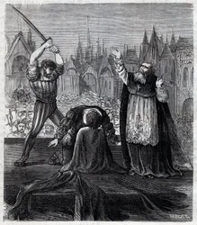 Enthauptung von Graf Egmont und Hoorn (1568) in Brüssel während der spanischen Tyrannei in den Niederlanden - Achtzigjähriger Krieg (1568-1648): die Enthauptung von Lamoral, Graf von Egmont, Prinz von Gavre (1522-1568), niederländischer Politiker. Er wurde