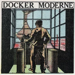 Elektrische Werkzeuge: moderner Docker (1920er Jahre). Anonyme Illustration von 1925. Private Sammlung.