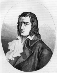 Französische Revolution: „Porträt von Francois Babeuf dit Gracchus (1760-1797) französischer Revolutionär - Gravur von 1863 in „Le Livre Rouge - Histoire De L