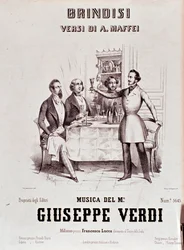 Frontispiz der Partitur von Brindisi von Giuseppe Verdi nach der Poesie von Andrea Maffei