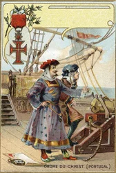 Ritter des ORDENS VON CHRISTUS VON PORTUGAL. Chromolithographie des späten 19. Jahrhunderts. Private Sammlung.
