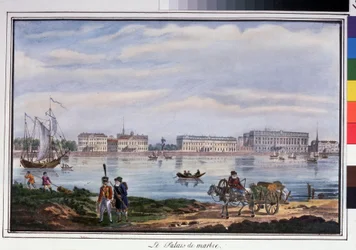Der Marmorpalast und die Newa-Uferpromenade in Sankt Petersburg