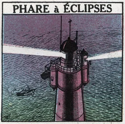 Lichtsignale: Eclipses-Leuchtturm. Anonyme Illustration von 1925. Private Sammlung.