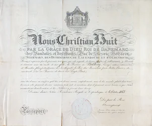 Pass des Königs von Dänemark Christian VIII. datiert 1845
