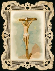 Andachtsbild: Kreuzigung (Chromolithographie)