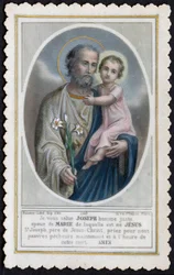 Fromme Bild: Jesus als Kind in den Armen von Joseph