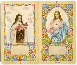 Fromme Bild: St. Therese vom Kinde Jesus und Jesus mit heiligem Herzen