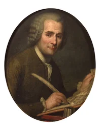Porträt von Jean-Jacques Rousseau, der ein Musikstück schreibt