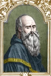 Porträt von Bernardino de Scapis genannt Bernardino Luini (1481-1532), italienischer Maler. Gravur von 1859 in „Die Galerien Europas - Italien“ von Armengaud. Private Sammlung