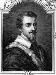 Porträt von Camillo Procaccini (1551 - 1629) italienischer Maler. Gravur von 1859 in „the galleries of Europe - Italy“ von Armandaud. Private Sammlung