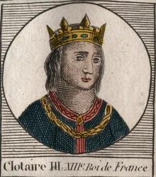 Porträt von Chlothar III. (652-673), König von Neustrien und Burgund - Gravur aus „Anleitung zur Geschichte Frankreichs“ von Charles Constant Le Tellier 1821