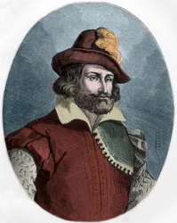 Porträt von François Ravaillac (1578-1610), dem Mörder Heinrichs IV. (1553-1610) - Stich von 1863 in „The Red Book - Histoire de l