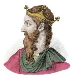 Porträt von Friedrich I. von Hohenstaufen, bekannt als Friedrich Barbarossa (1122-1190), deutscher römischer Kaiser. Gravur aus dem 19. Jahrhundert